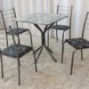 Mesa Rio + Base Virginia 70×70m 4 Cadeiras Martelado - Teixeira