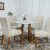 Mesa Jantar Vitra Mel  MDF 90×90 Vidro Off 4 Cadeiras Madeira Sued Bege