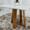Mesa Jantar Vitra Mel  MDF 90×90 Vidro Off 4 Cadeiras Madeira Sued Bege - Image 2