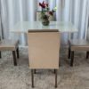 Mesa Servilha 120×90 Chocolate Vidro off 4 Cadeiras Sued Bege - Image 2