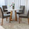 Mesa de Jantar Madeira Vitra Mel Vidro Off 4 Cadeiras Madeira Sued Marrom