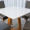 Mesa de Jantar Madeira Vitra Mel Vidro Off 4 Cadeiras Madeira Sued Marrom - Image 2