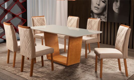 Mesa Atenas 1,80X0,90 C/6 Cadeiras Zurique