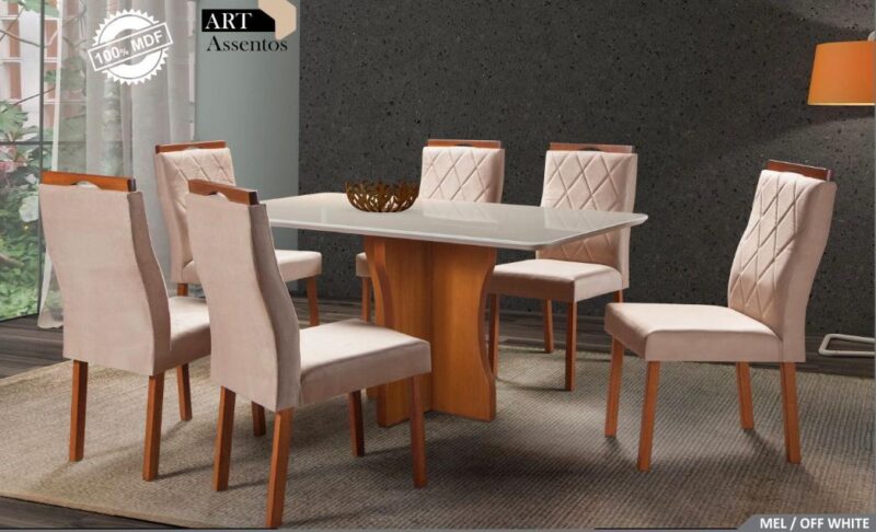 Mesa Bella 1,60x0,90 c/6 Cadeiras Lisboa
