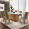 Mesa Luna 180×90 Imbuia Vidro Off 6 Cadeiras Lunara