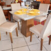 Mesa Luna Imbuia Tampo MDF e Vidro Off 120×80 com 4 Cadeiras Lunara Bege 07
