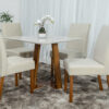 Mesa Vitra Mel 90×90 4 Cadeiras Madeira Sued Bege 01