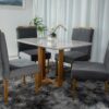 Mesa de Jantar Lisy Tampo MDF e Vidro Off 120X80 com 4 Cadeiras de Madeira Safira Veludo Cinza