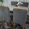 Mesa de Jantar Lisy Tampo MDF e Vidro Off 120X80 com 4 Cadeiras de Madeira Safira Veludo Cinza - Image 3