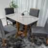 Mesa de Jantar Lisy Tampo MDF e Vidro Off 120X80 com 4 Cadeiras de Madeira Safira Veludo Cinza - Image 4