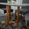 Mesa de Jantar Lisy Tampo MDF e Vidro Off 120X80 com 4 Cadeiras de Madeira Safira Veludo Cinza - Image 5