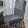 Mesa de Jantar Lisy Tampo MDF e Vidro Off 120X80 com 4 Cadeiras de Madeira Safira Veludo Cinza - Image 8