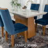 Mesa Jantar Luna MDF e Vidro Off 90×90 4 Cadeiras Lunara Veludo Azul - Image 4