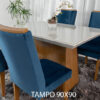 Mesa Jantar Luna MDF e Vidro Off 90×90 4 Cadeiras Lunara Veludo Azul - Image 2