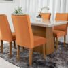 Mesa Jantar Luna MDF e Vidro Off 1,20×0,80 4 Cadeiras Lunara Veludo Cobre - Image 2