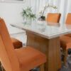 Mesa Jantar Luna MDF e Vidro Off 1,20×0,80 4 Cadeiras Lunara Veludo Cobre - Image 3