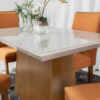 Mesa Jantar Luna MDF e Vidro Off 1,20×0,80 4 Cadeiras Lunara Veludo Cobre - Image 4