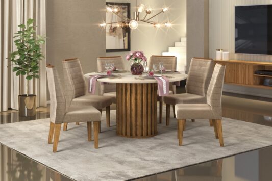 Mesa Viena 1,36M Tampo MDF Vidro - DJ Moveis