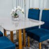 Mesa Jantar Lisy MDF e Vidro Off 120X80 4C Veludo Azul - Image 5