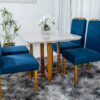 Mesa Jantar Lisy MDF e Vidro Off 120X80 4C Veludo Azul