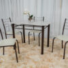 Mesa Rio Marrom c/Tampo Ardosia Off 100×60 4 Cadeiras Assento Off/Marrom - Teixeira - Image 2