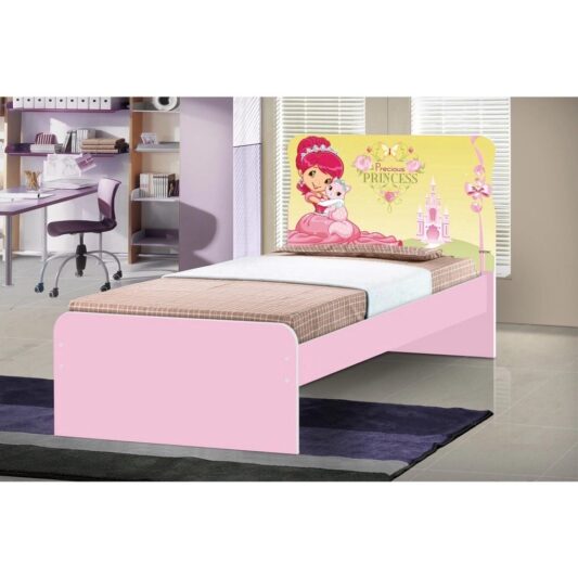 Cama Solteiro Hugo Princesinha Rosa s/Auxiliar  - J A Mov