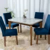 Mesa Jantar Londrina Imbuia Tampo Off 120×80 4 Cadeiras Veludo Azul - Rufato