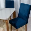 Mesa Jantar Londrina Imbuia Tampo Off 120×80 4 Cadeiras Veludo Azul - Rufato - Image 2