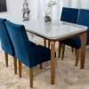 Mesa Jantar Londrina Imbuia Tampo Off 120×80 4 Cadeiras Veludo Azul - Rufato - Image 3