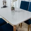 Mesa Jantar Londrina Imbuia Tampo Off 120×80 4 Cadeiras Veludo Azul - Rufato - Image 4