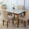 Mesa Jantar Londrina Imbuia Tampo Off 120×80 4 Cadeiras Linho Bege - Rufato - Image 2