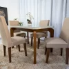 Mesa Jantar Londrina Imbuia Tampo Off 120×80 4 Cadeiras Linho Bege - Rufato - Image 5
