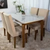 Mesa Jantar Londrina Imbuia Tampo Off 120×80 4 Cadeiras Linho Bege - Rufato - Image 6