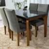 Mesa Jantar Londrina Imbuia Tampo Grafite 120×80 4 Cadeiras Veludo Grafite - Rufato