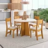 Mesa de Jantar Flipp/Slim Tampo Redondo Off White 90×90 c/4 Cadeiras Brisa Assento Pastel - Viero