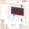 Painel Ripado c/Rack 2 Portas Basculantes TB183L 2,23M - Pradel Móveis - Image 8