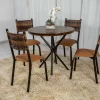 Mesa 017 Tampo Madeira Redondo 80×80 Café/Conhaque c/4 Cadeiras Milão Caramelo - BM Tubulares