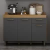 Balcão Cozinha São Luiz 3 Portas Larg. 1.20m Cinamomo/Off Valdemoveis