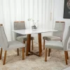 Mesa Pedro Mel Tampo Off 120×80 4 Cadeiras Lisboa Assento Veludo Bege 506 - Art Assento