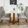 Mesa Pedro Mel Tampo Off 120×80 4 Cadeiras Lisboa Assento Veludo Bege 506 - Art Assento - Image 5