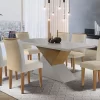 Mesa Dubai 1,80m Tampo MDF.Vidro Imbuia c/6 Cadeiras Athenas - Rufato
