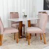 Mesa Pedro Mel Tampo Off 120×80 4 Cadeiras Lisboa Assento Veludo Rosê - Art Assento