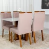 Mesa Pedro Mel Tampo Off 120×80 4 Cadeiras Lisboa Assento Veludo Rosê - Art Assento - Image 2