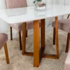 Mesa Pedro Mel Tampo Off 120×80 4 Cadeiras Lisboa Assento Veludo Rosê - Art Assento - Image 4