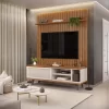 Rack Bristol c/Painel Ripado Pratic TV até 60″ Freijó/Off White - DJ Móveis