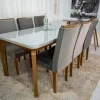 Mesa Jantar Londrina Imbuia Tampo OFF 1,80×0,90m 6 Cadeiras Luxo Veludo Grafite - Rufato - Image 8
