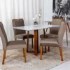 Mesa Pedro Mel Tampo Off 120×80 4 Cadeiras Lisboa Assento Veludo Marrom - Art Assento