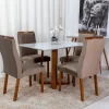 Mesa Pedro Mel Tampo Off 120×80 4 Cadeiras Lisboa Assento Veludo Marrom - Art Assento - Image 2