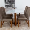 Mesa Pedro Mel Tampo Off 120×80 4 Cadeiras Lisboa Assento Veludo Marrom - Art Assento - Image 3