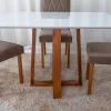 Mesa Pedro Mel Tampo Off 120×80 4 Cadeiras Lisboa Assento Veludo Marrom - Art Assento - Image 5